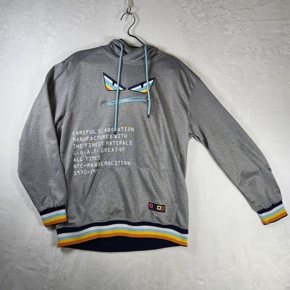 Demolition Grey Graphic Print Pullover Hoodie Mens XL Novelty Spell Out - Picture 1 of 9